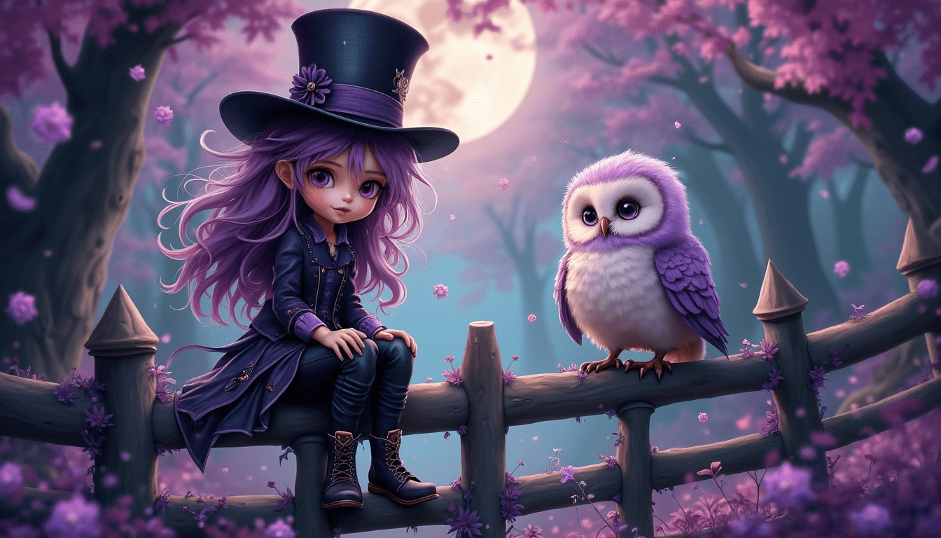 Mystical Midnight A Girl and Her Owl